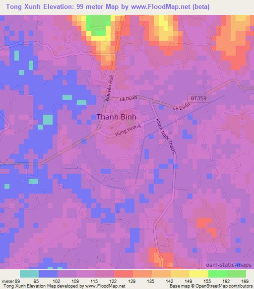 Tong Xunh,Vietnam Elevation Map