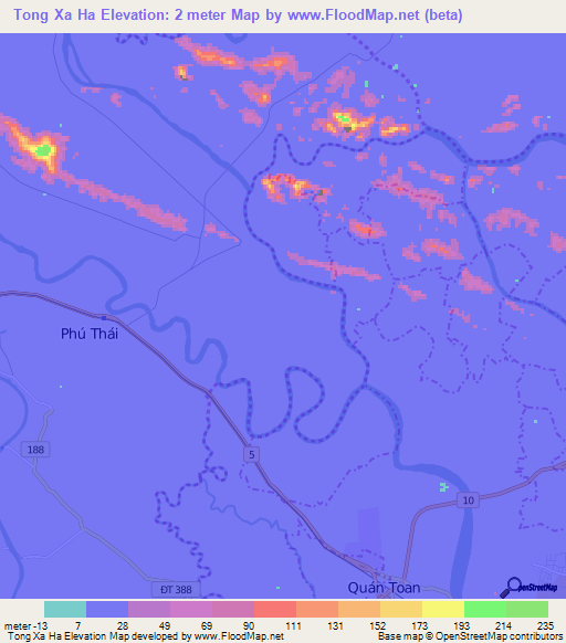 Tong Xa Ha,Vietnam Elevation Map