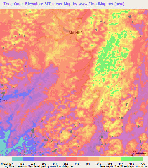 Tong Quan,Vietnam Elevation Map