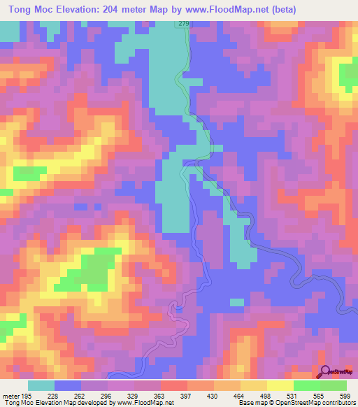 Tong Moc,Vietnam Elevation Map