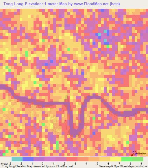 Tong Long,Vietnam Elevation Map