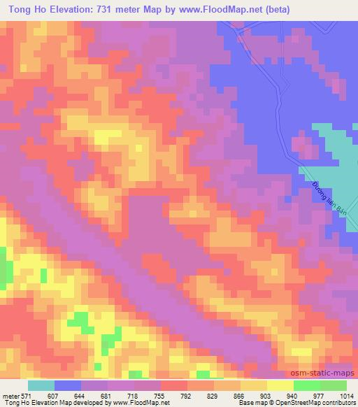 Tong Ho,Vietnam Elevation Map