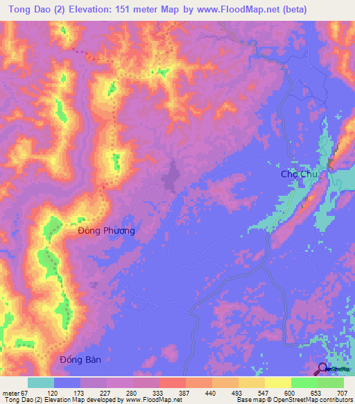 Tong Dao (2),Vietnam Elevation Map