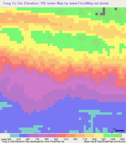 Tong Co Gie,Vietnam Elevation Map