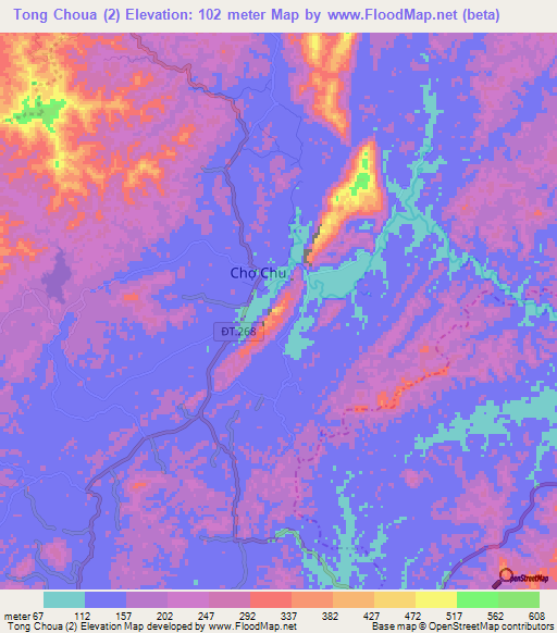 Tong Choua (2),Vietnam Elevation Map