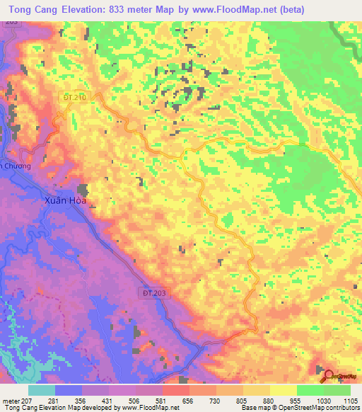 Tong Cang,Vietnam Elevation Map