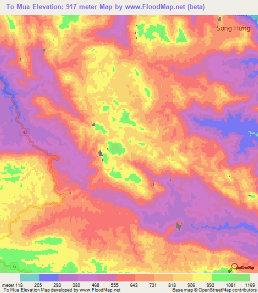 To Mua,Vietnam Elevation Map