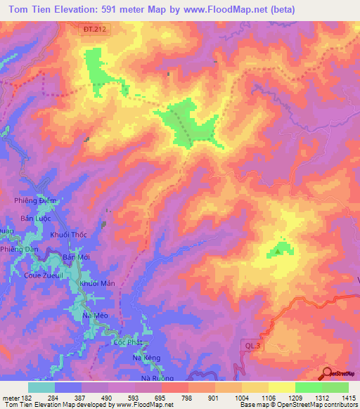 Tom Tien,Vietnam Elevation Map