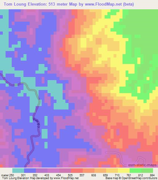 Tom Loung,Vietnam Elevation Map