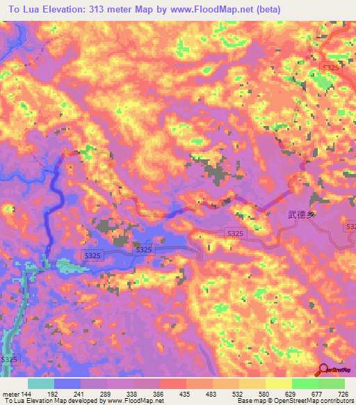 To Lua,Vietnam Elevation Map