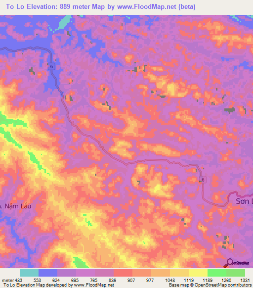 To Lo,Vietnam Elevation Map