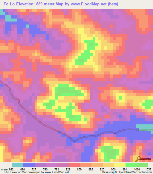 To Lo,Vietnam Elevation Map