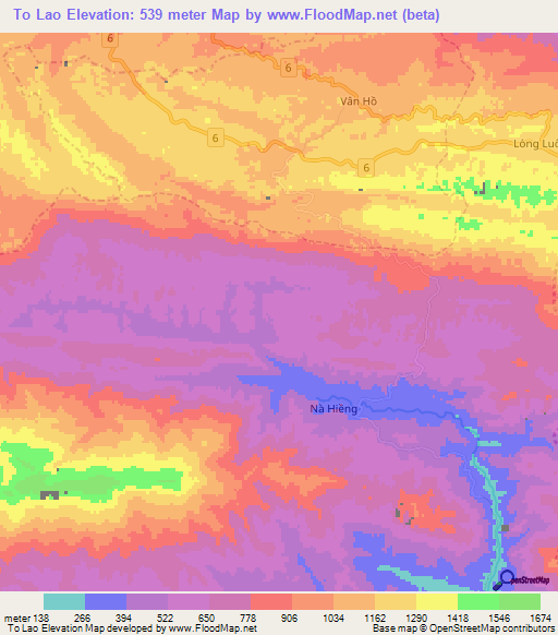 To Lao,Vietnam Elevation Map