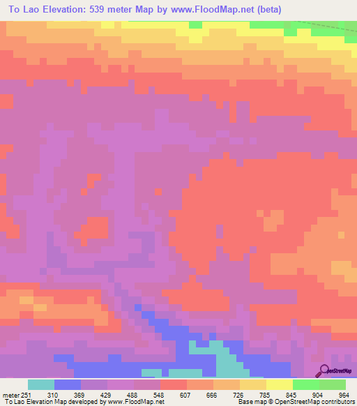 To Lao,Vietnam Elevation Map