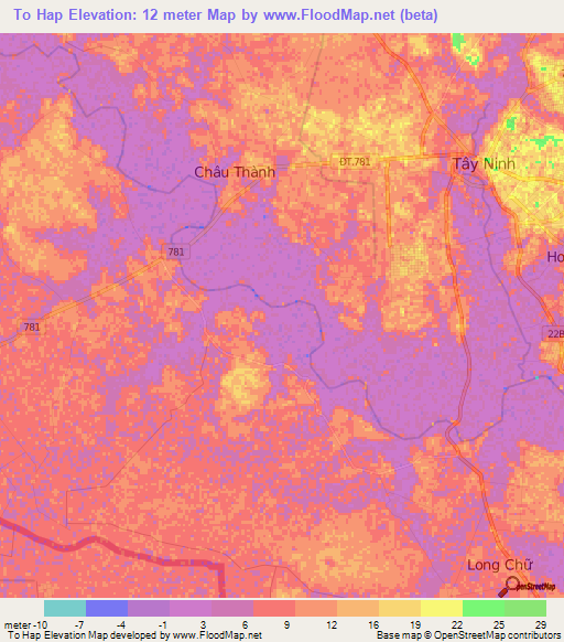 To Hap,Vietnam Elevation Map