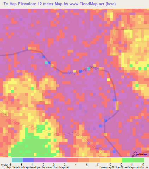 To Hap,Vietnam Elevation Map