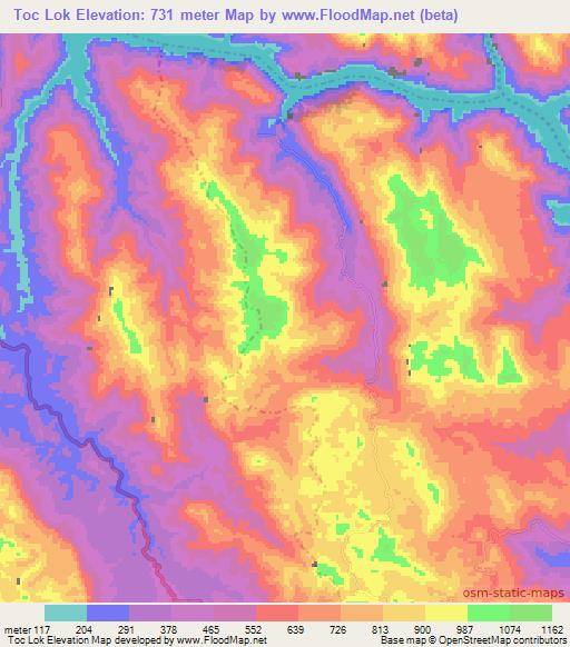 Toc Lok,Vietnam Elevation Map