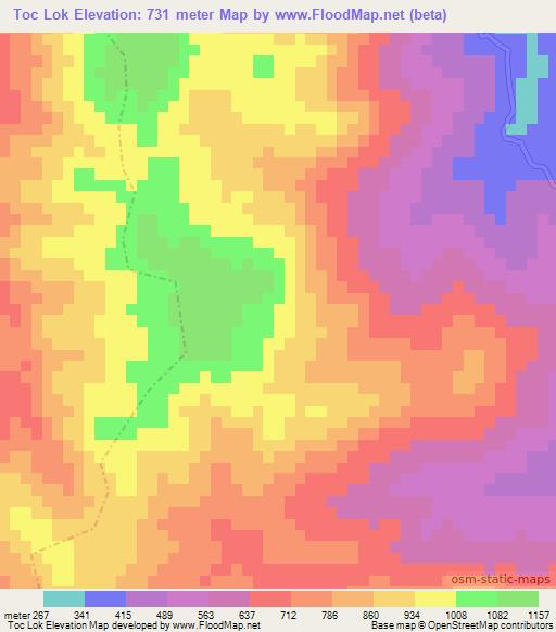 Toc Lok,Vietnam Elevation Map