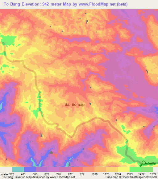 To Bang,Vietnam Elevation Map