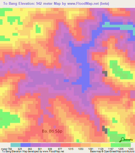 To Bang,Vietnam Elevation Map