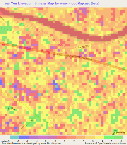 Toai Yen,Vietnam Elevation Map