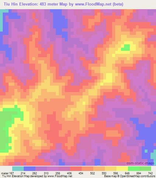 Tiu Hin,Vietnam Elevation Map