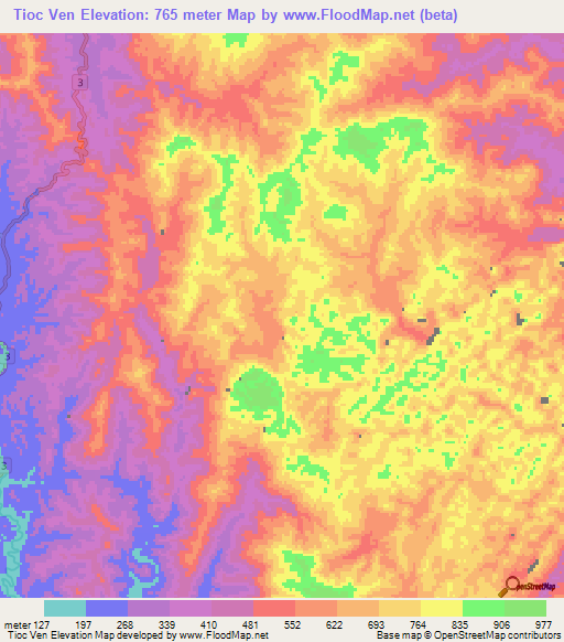 Tioc Ven,Vietnam Elevation Map