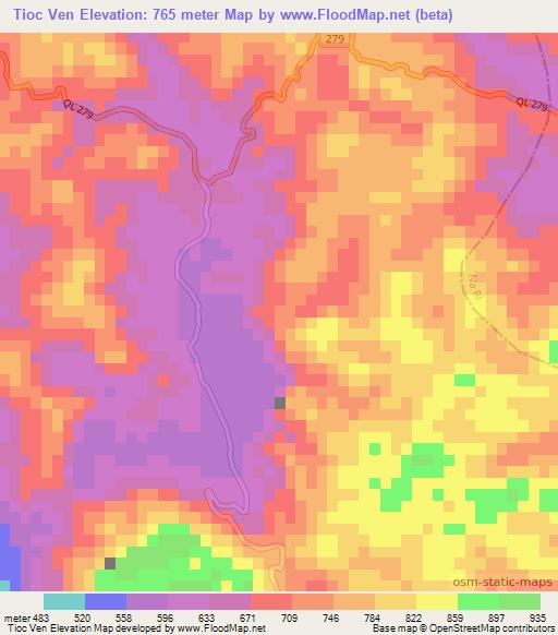 Tioc Ven,Vietnam Elevation Map