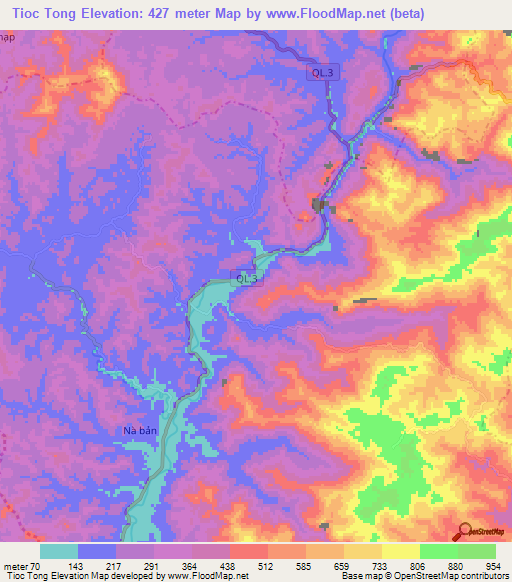 Tioc Tong,Vietnam Elevation Map