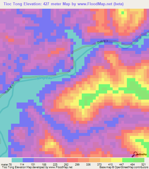 Tioc Tong,Vietnam Elevation Map