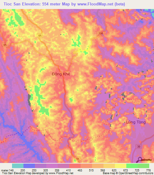 Tioc San,Vietnam Elevation Map