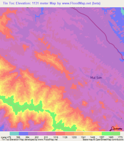 Tin Toc,Vietnam Elevation Map