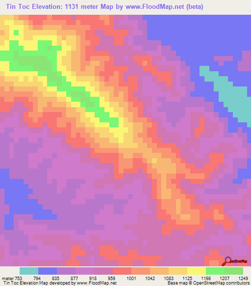 Tin Toc,Vietnam Elevation Map