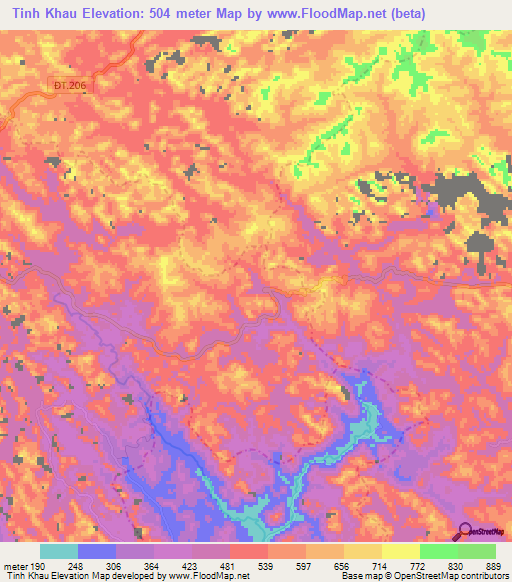 Tinh Khau,Vietnam Elevation Map