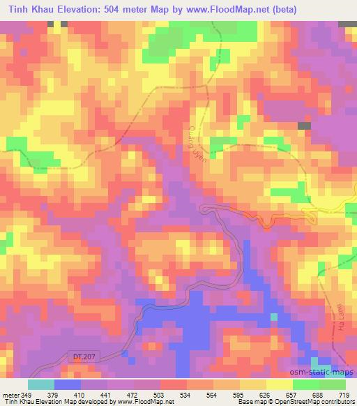 Tinh Khau,Vietnam Elevation Map