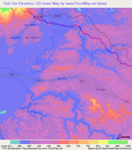 Tinh Gia,Vietnam Elevation Map