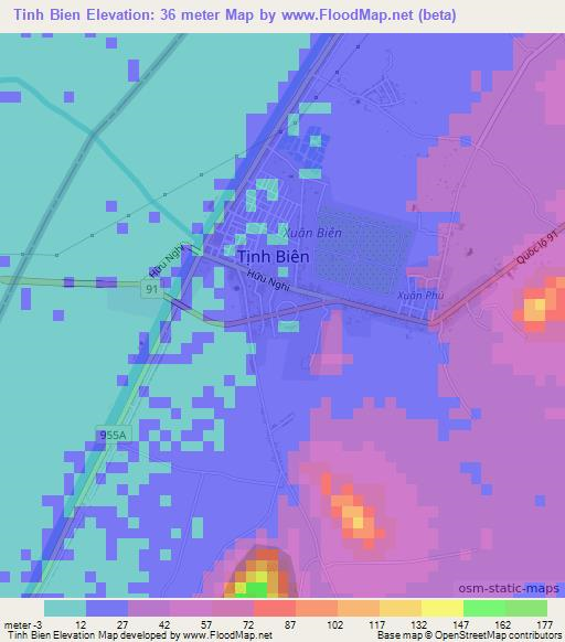 Tinh Bien,Vietnam Elevation Map