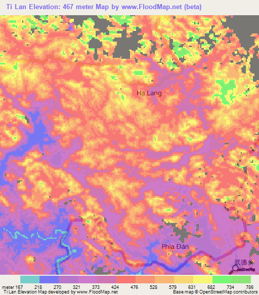 Ti Lan,Vietnam Elevation Map