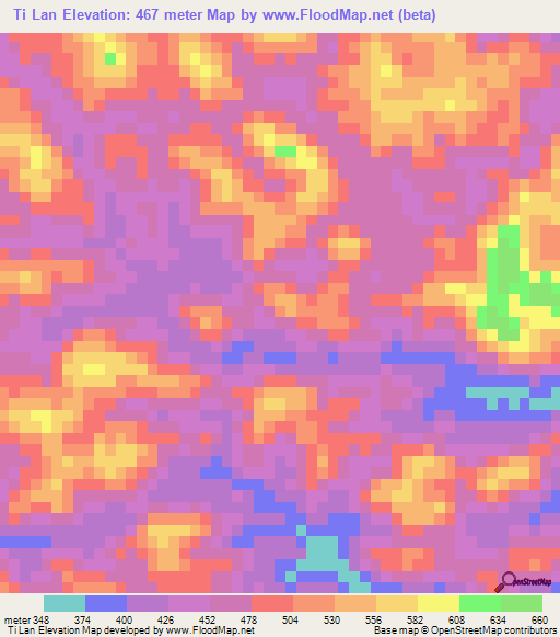 Ti Lan,Vietnam Elevation Map