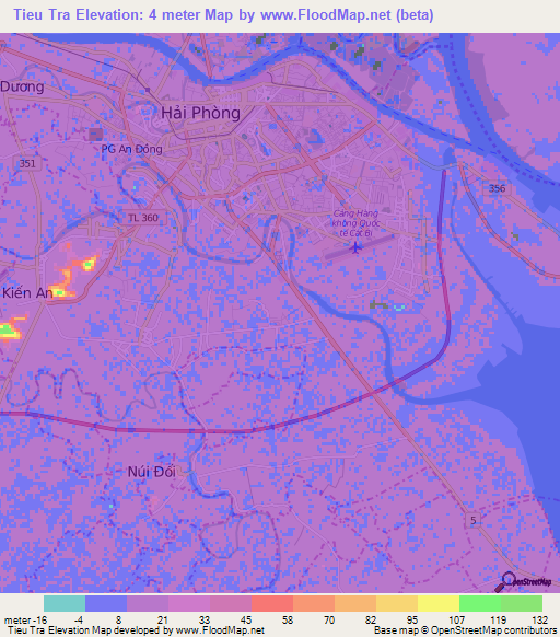 Tieu Tra,Vietnam Elevation Map