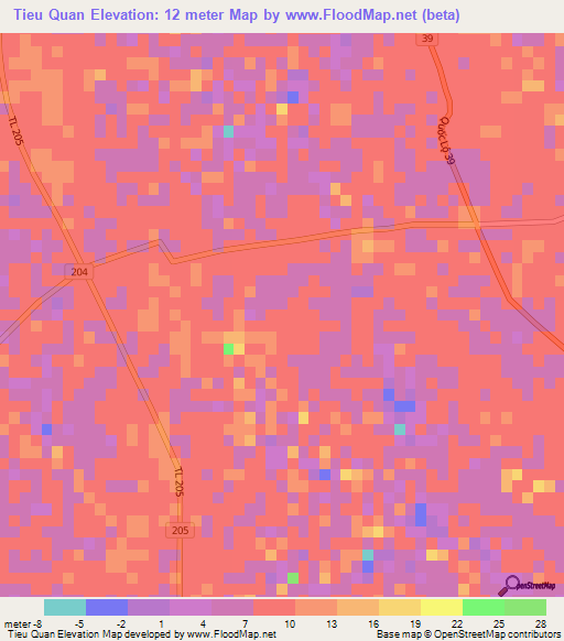 Tieu Quan,Vietnam Elevation Map