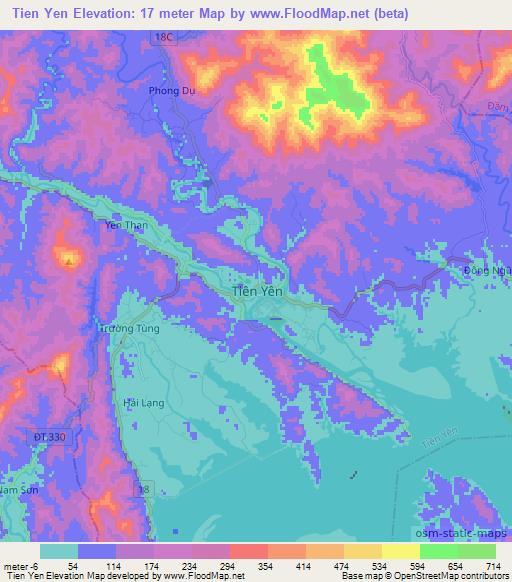 Tien Yen,Vietnam Elevation Map