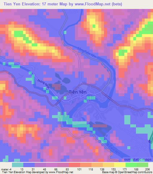 Tien Yen,Vietnam Elevation Map