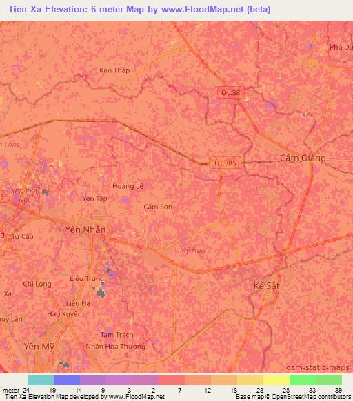 Tien Xa,Vietnam Elevation Map