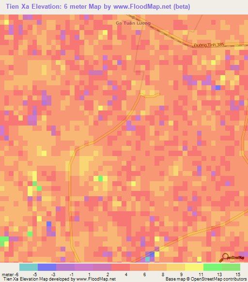 Tien Xa,Vietnam Elevation Map