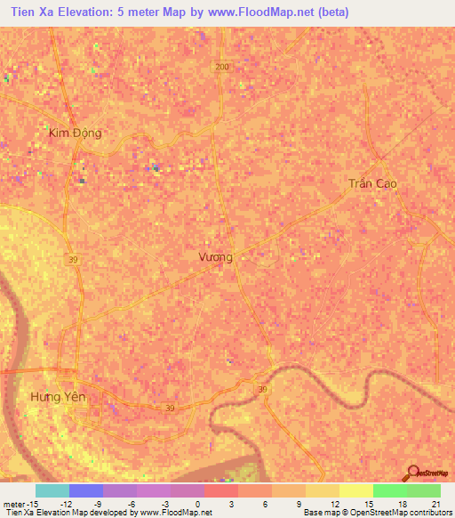 Tien Xa,Vietnam Elevation Map