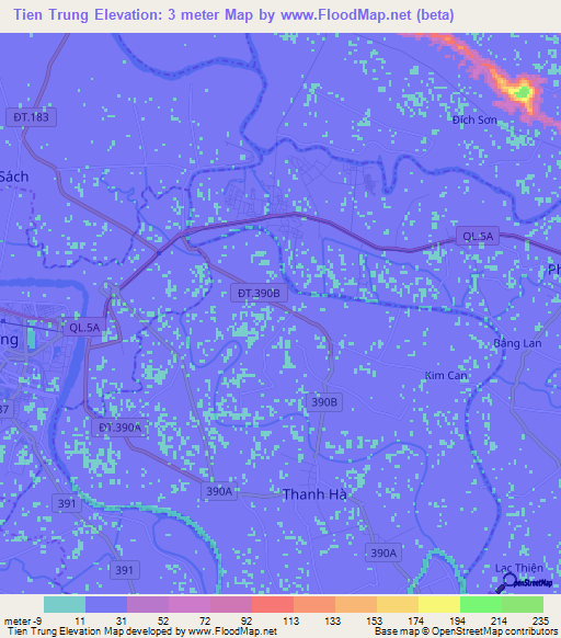 Tien Trung,Vietnam Elevation Map