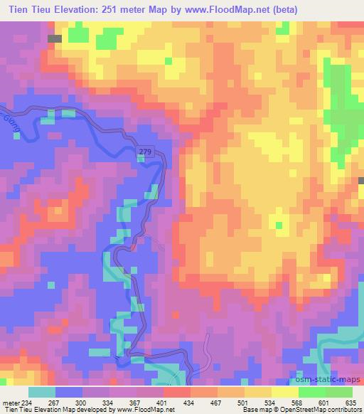 Tien Tieu,Vietnam Elevation Map