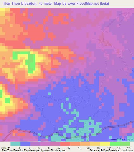 Tien Thon,Vietnam Elevation Map