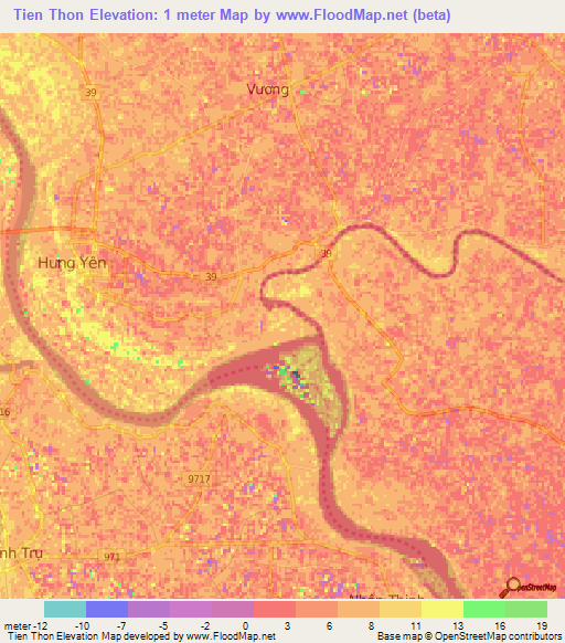 Tien Thon,Vietnam Elevation Map